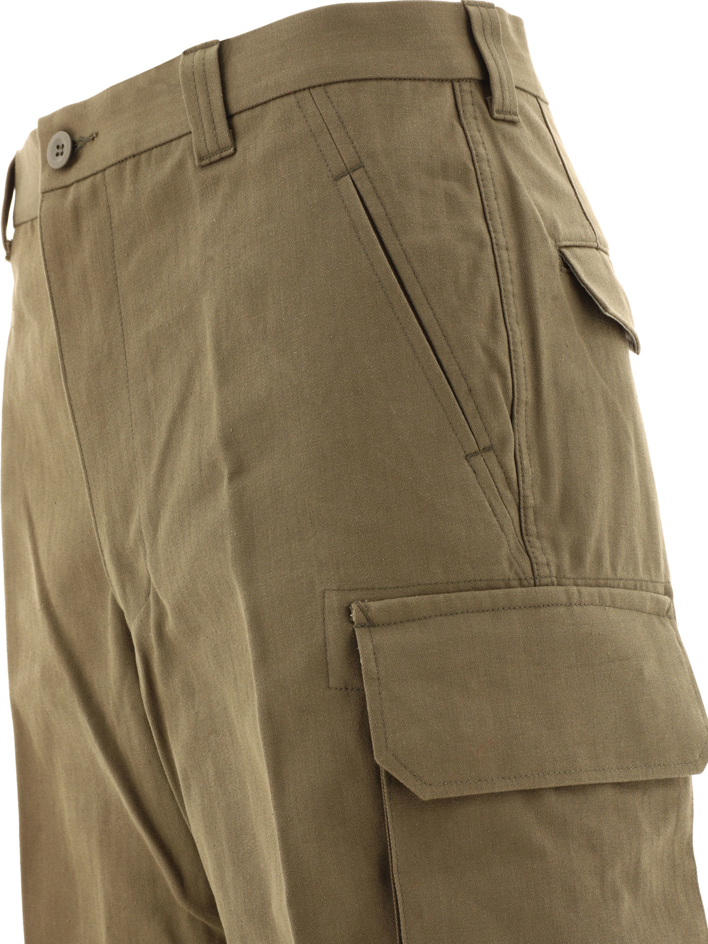 COMME DES GARçONS HOMME Green Cargo trousers in herringbone cotton